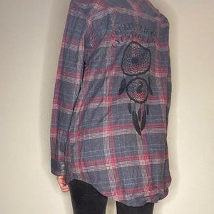 PacSun Gypsy Warrior Dream Believer Plaid Flannel Size Small